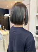 福山人気髪質改善ストレートダークグレージュ顎下ボブ内巻き20代