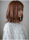 アプリコットオレンジウルフカットクラゲヘアーX大宮10代20代