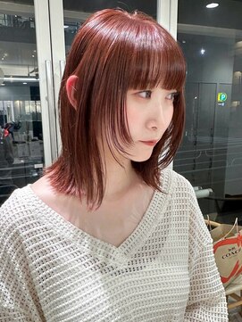 ガーデンヨコハマ(GARDEN YOKOHAMA) オレンジピンクベージュミディアムレイヤーイメチェンフルバング