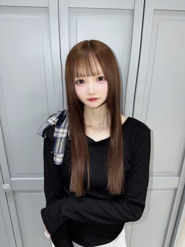 ジーナ 新宿(Zina) パッツンアイドル前髪×(柔らかく・透ける)キャラメルブラウン