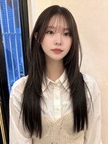 ローネス(LONESS) ロングレイヤー/シースルーバング/グレーベージュ/艶髪