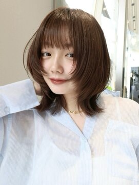 ミンクス渋谷スマートサロン(MINX shibuya smart salon) レイヤーボブ／ナチュラル／ミルクブラウン／20代