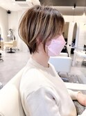 丸みショートボブ/マッシュショート/ハイライト