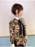 ショート×ハイライト白髪ぼかし×シルキーベージュ[心斎橋]