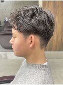 メンズ/アップバング/ツーブロックマッシュ/束感ショート波巻き