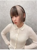顔周りレイヤーダブルカラーボブおくれ毛前髪長岡新潟