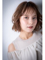 カバーヘアアンドスパ ブリス 浦和(COVER HAIR&SPA bliss)&nbsp;カーキベージュハイライト切りっぱなしボブx浦和20代30代40代