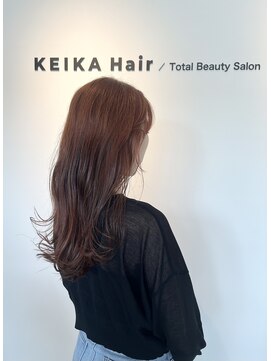 ケイカヘア(KEIKA Hair) ブリーチなしオレンジカラーヘアスタイル