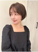 韓国風 ナチュラル Aラインの甘辛ショートボブ ブラウン