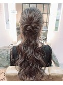 ハーフアップお呼ばれパーティヘア結婚式