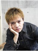 スパイキーショートツーブロックアップバング短髪メンズショート