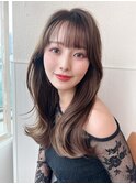 20代大人かわいい外ハネセミロング × ミルクティーブラウン