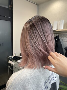 バレイヤージュ/ピンクベージュ/ケアブリーチ