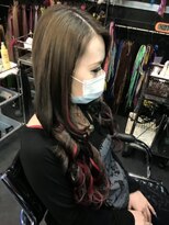 ゾーマ(ZOUMA) エクステ ミックス巻き 赤メッシュ