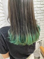 アジールヘア 池袋東口店(agir hair) グラデーションカラーグリーン推しカラー派手髪カラー池袋