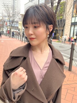 ジアン バイ ミルボン NU茶屋町+(GIEN by milbon) 耳だしショートボブ/ミルクティーブラウン/大人ナチュラル