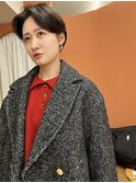 黒髪グレーベージュレイヤーロング前髪パーマアッシュブラック