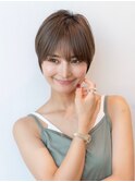 20代30代大人かわいい前髪パーマグレーベージュショート