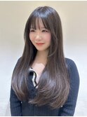 ロングレイヤー 重ためレイヤー ナチュラルヘア 顔周りカット