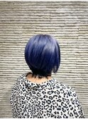 20代30代透明感暗髪アッシュブルーグレージュ丸みボブ