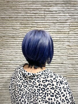 ビスイル 秋葉原店(Vis ill) 20代30代透明感暗髪アッシュブルーグレージュ丸みボブ