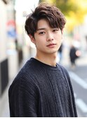 韓国マッシュ スペインカール スパイキーショートブルーブラック