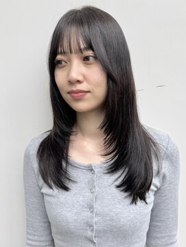 ビーチ(BEACH) グレージュロングシャギーレイヤーシースルーバング