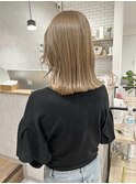 ケアブリーチダブルカラー　くすみベージュボブ