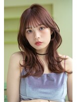 ムク(MUKU)&nbsp;前髪あり　レイヤー　レイヤーカット　ピンクブラウン