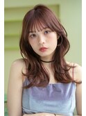 前髪あり レイヤー レイヤーカット ピンクブラウン