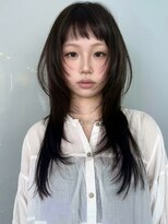 ラパンセヴェール(LA PENSEE VERT)&nbsp;オン眉ギザバング×オリーブブラウン×ハッシュカット