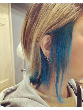 ヘアサロンユーヤ(hair salon Yu Ya) ベース エドルカラー&ポイントカラーバター（ブルー)