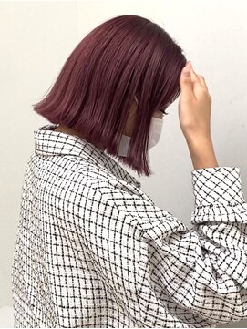 レーヴ ヘアー シエル(Reve hair ciel) 切りっぱなしボブ ピンクカラー20代/30代/40代