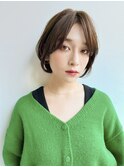 大人ショートボブ 丸みひし形 丸顔面長エラ張り絶壁 K1205