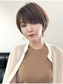 前髪あり耳掛け丸みくびれ大人ショートボブ20代30代40代50代＊