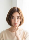 透け感で魅せる丸みボブ川越/ショート/ボブ/ハイライト