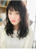 黒髪くすみカラー大人ガーリーくせ毛風ロブa志木20代30代40代