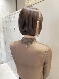 クーナバイトマト 横浜(Cuna by TOMTO) 【YUYA】ぱつっとボブ_オレンジベージュ_大人ボブ_切りっぱなし