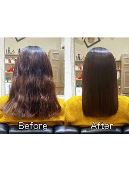 湿気に負けない為に！髪質改善と縮毛矯正のハイブリッド！髪質改善でツヤ髪に［縮毛矯正/髪質改善/学割U24]