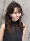 レイヤーロング/韓国レイヤー ショコラブラウンオリーブベージュ