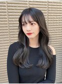 ブルーカラー_ワインレッド_お団子ヘア