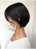 ショートカット 黒髪 顔周りカット 髪質改善トリートメント 艶髪