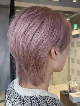 エリマ 調布(elima) メンズミディアムウルフカットダブルカラーピンクベージュ