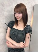 イメチェンピンクベージュアンブレラカラー前髪八王子