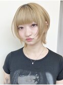【morio原宿】ハイトーンショートウルフボブレイヤー前髪あり