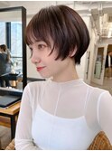 横顔美人ショート フェイスレイヤー ココアブラウン