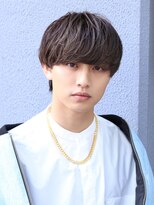 ネイビー(NAVY)&nbsp;透明感グレージュ ブリーチカラー ナチュラル束感マッシュ