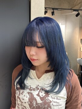 エイト 難波店(EIGHT namba) ウルフカット×ブルーカラー