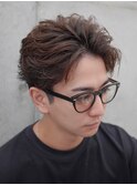 難波フェザーショートフェザーパーマニュアンスパーマ20代黒髪