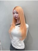 ホワイトオレンジカラー/レイヤーカット/シールエクステ/韓国風